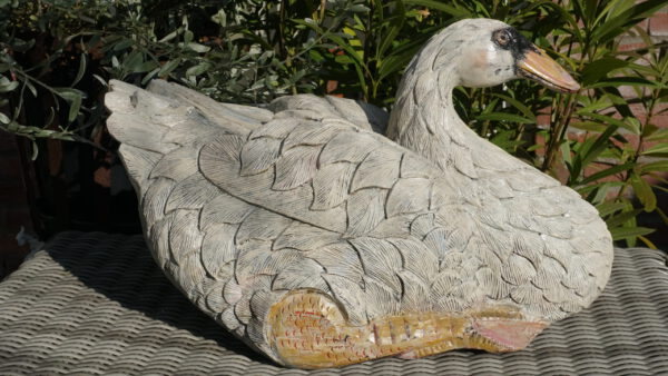 Brocante massief houten zwaan