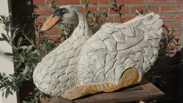 Brocante massief houten zwaan